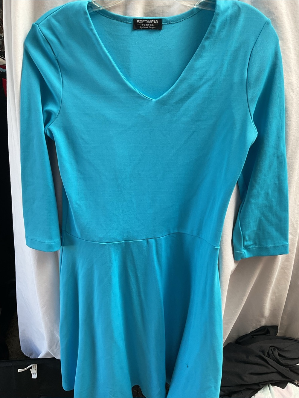 by Night Studio Turquoise V-Neck Midi Dress